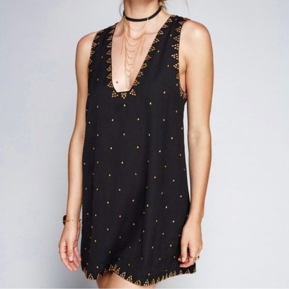Free People | Soho Studded Black Shift Dress - Size 6 - Picture 1 of 5